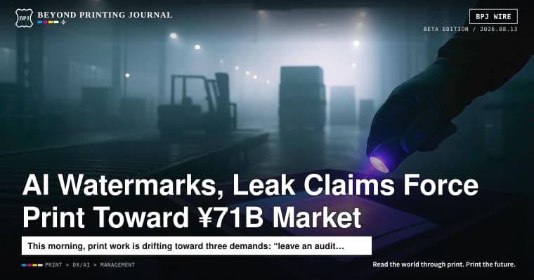 AI Watermark Mandates, a Logistics Data-Leak Claim, and a ¥71 Billion Shopfloor Market — BPJ News (Morning Edition, 2026/08/13)