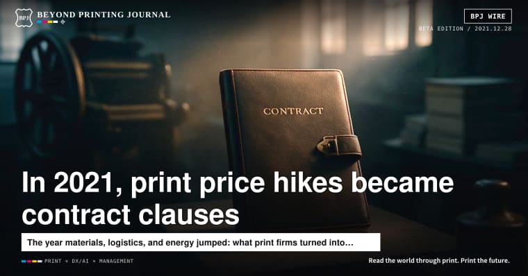Price hikes moved from “negotiation” to “clauses.” In 2021, global print survived by rewriting contracts