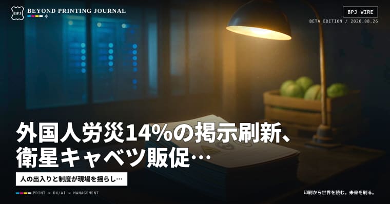 外国人労災14%の掲示刷新、衛星キャベツ販促、OpenAIデータセンター統括退社 ほか7本 — BPJ News