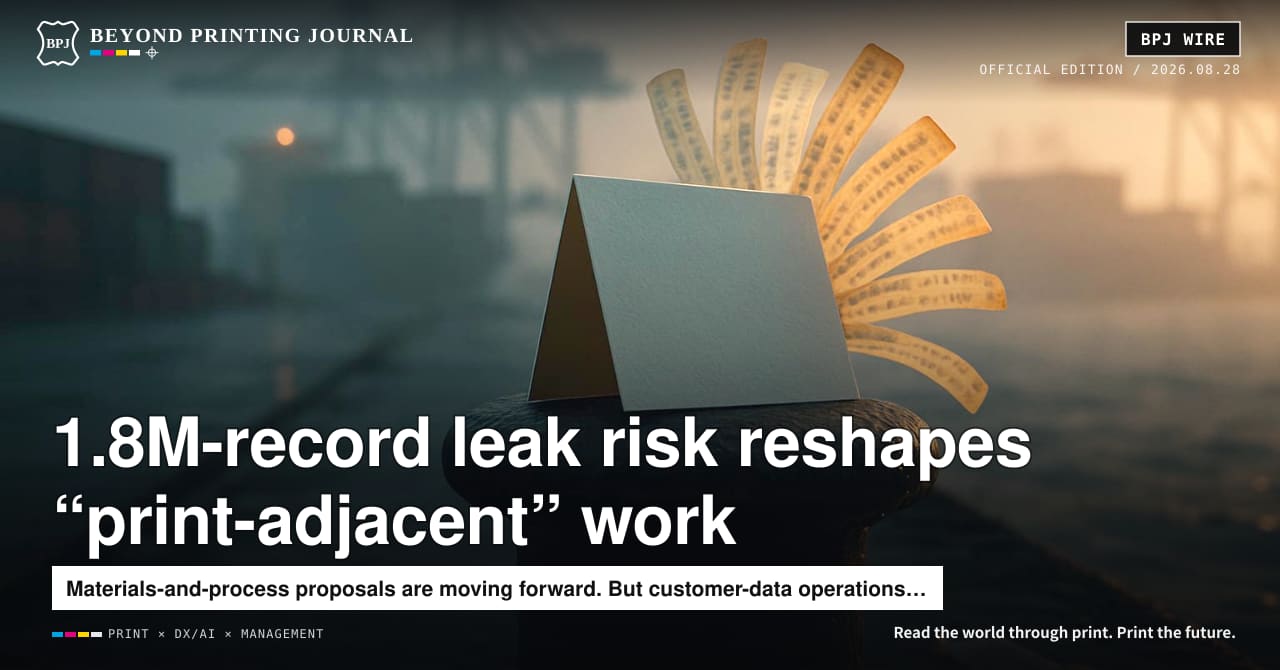 Ocean-bound plastic becomes a spec’d label material, a bookings database shakes 1,801,499 records, and a condolence telegram mount gets a new design — BPJ News (Evening Edition)