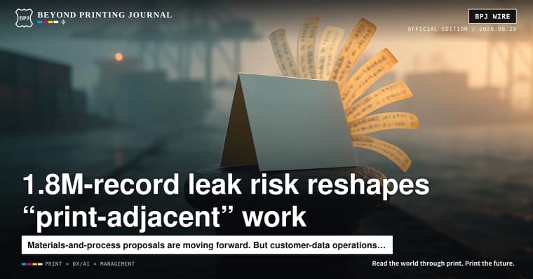 Ocean-bound plastic becomes a spec’d label material, a bookings database shakes 1,801,499 records, and a condolence telegram mount gets a new design — BPJ News (Evening Edition)