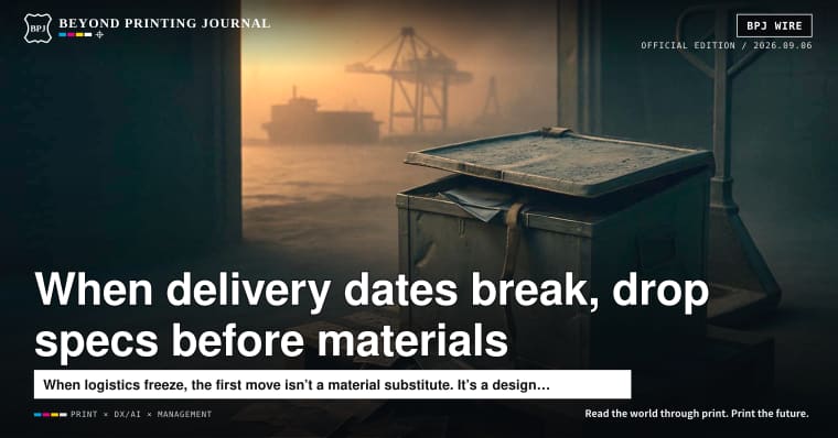When ash clouds ground flights and chokepoints close, “delivery dates” break first—and print shops should drop specs before they swap materials