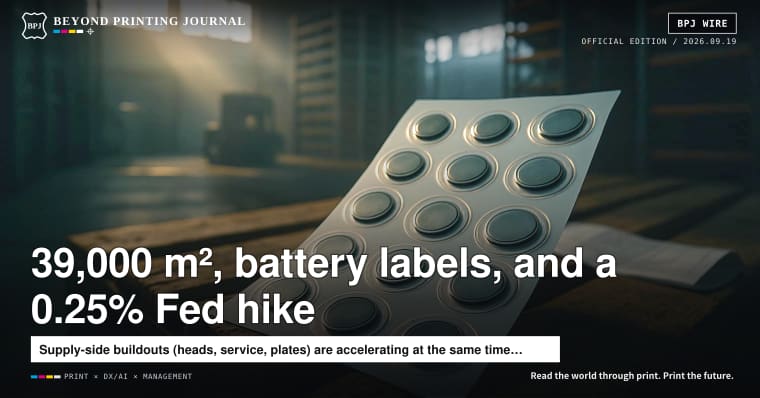 Ricoh’s 39,000 m² Atsugi expansion, battery-powered BLE labels, and a 0.25% Fed hike — plus seven more stories | BPJ News Evening Edition